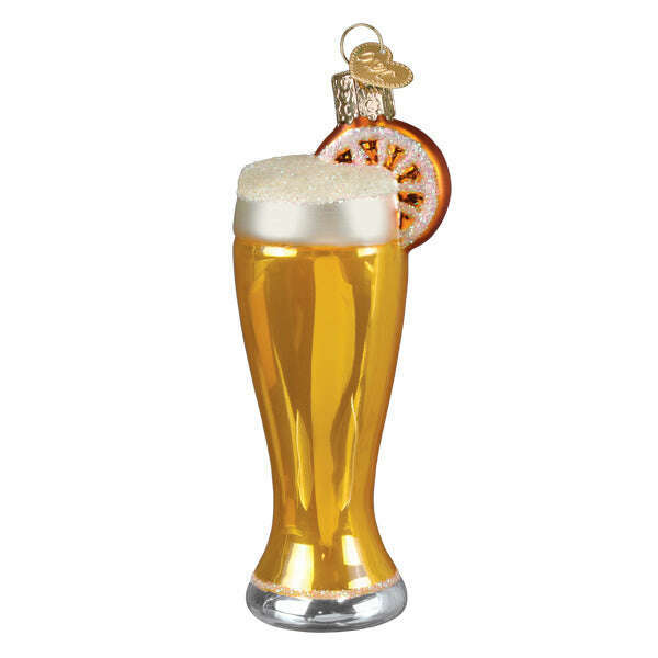 Old World Christmas Glass Of Blue Moon Beer Blown Glass Ornament