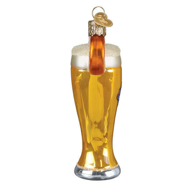 Old World Christmas Glass Of Blue Moon Beer Blown Glass Ornament