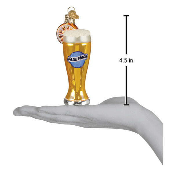 Old World Christmas Glass Of Blue Moon Beer Blown Glass Ornament