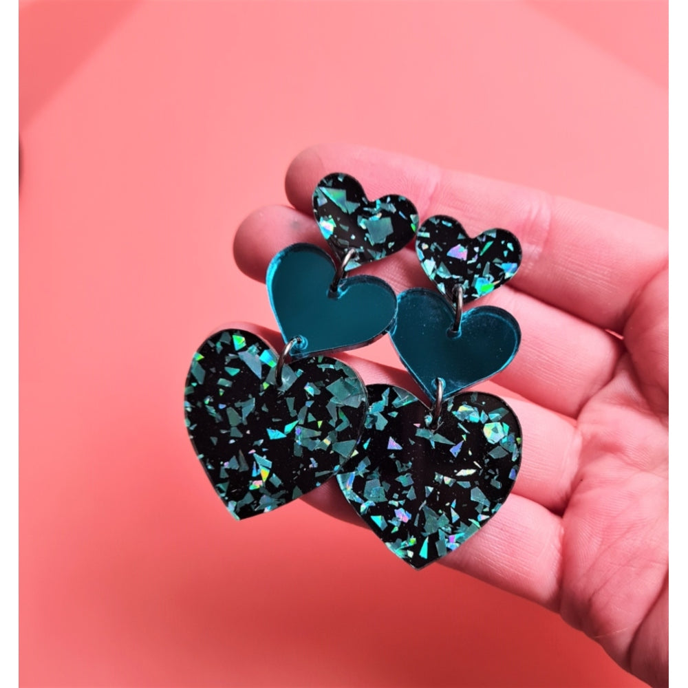 Glitter Heart Charm Earrings by Cherryloco Jewellery 5