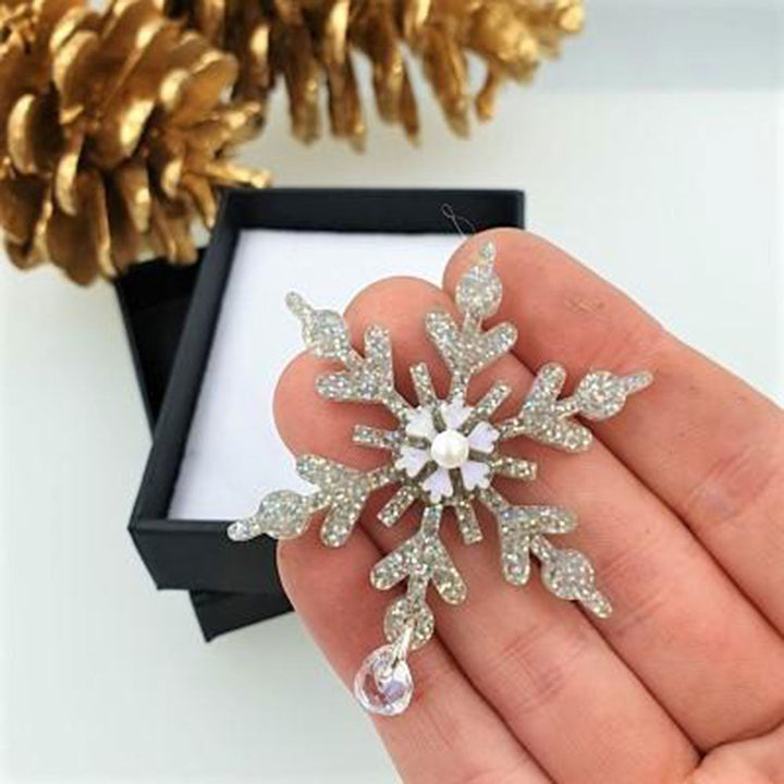 Glitter Snowflake Pin by Cherryloco Jewellery 3