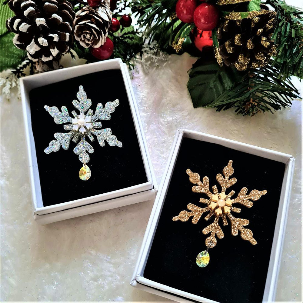 Glitter Snowflake Pin by Cherryloco Jewellery 5