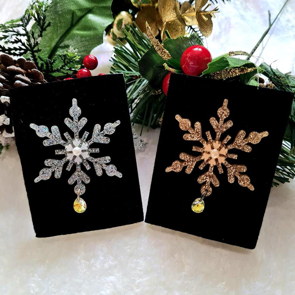 Glitter Snowflake Pin by Cherryloco Jewellery 2