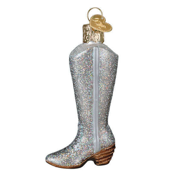 Old World Christmas Glittered Boot Blown Glass Ornament