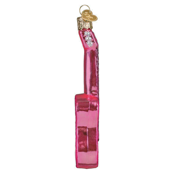 Old World Christmas Glittered Glam Guitar Blown Glass Ornament