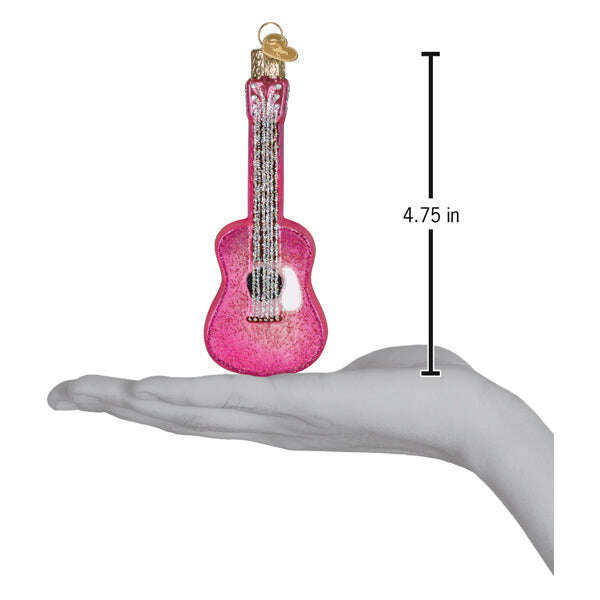 Old World Christmas Glittered Glam Guitar Blown Glass Ornament