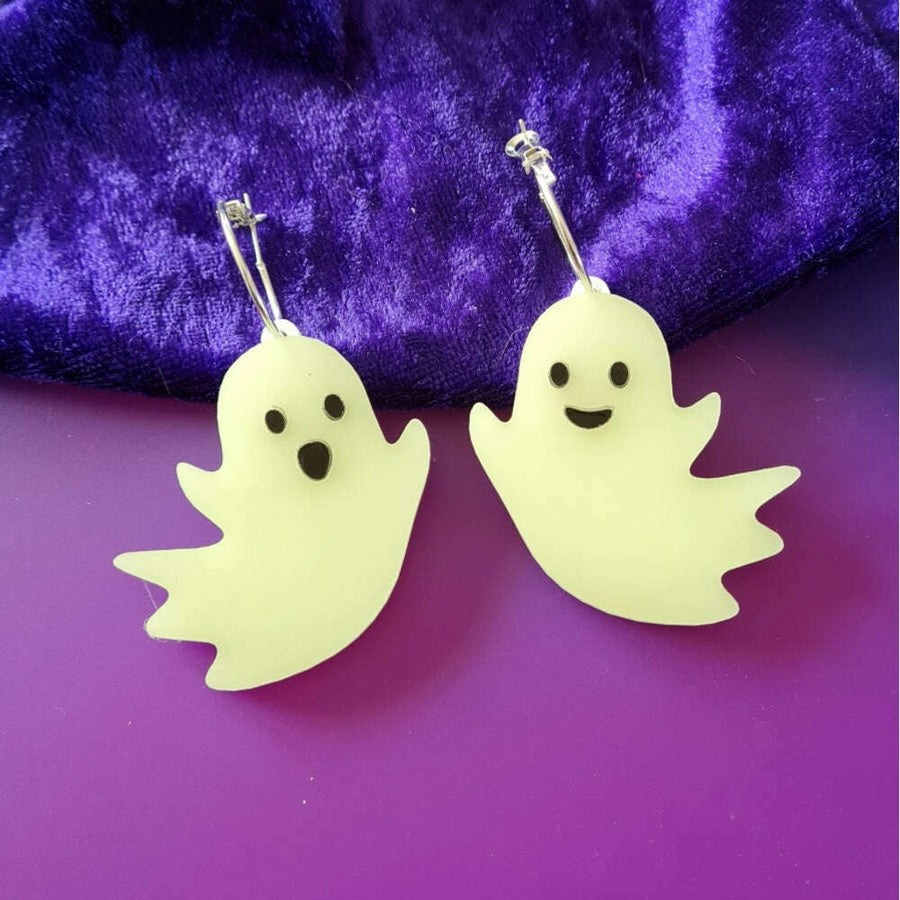 Glow In The Dark Ghost Earrings by Cherryloco Jewellery