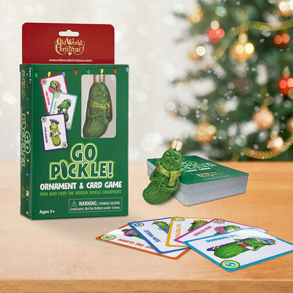 Old World Christmas Go Pickle! Card Game & Ornament