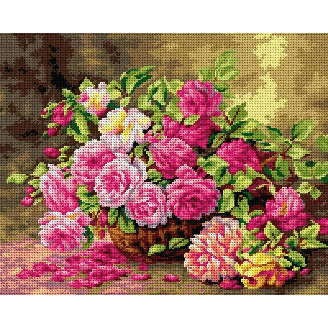 Gobelin canvas for halfstitch without yarn after Albert Tibule Furcy de Lavault - Roses 2703M