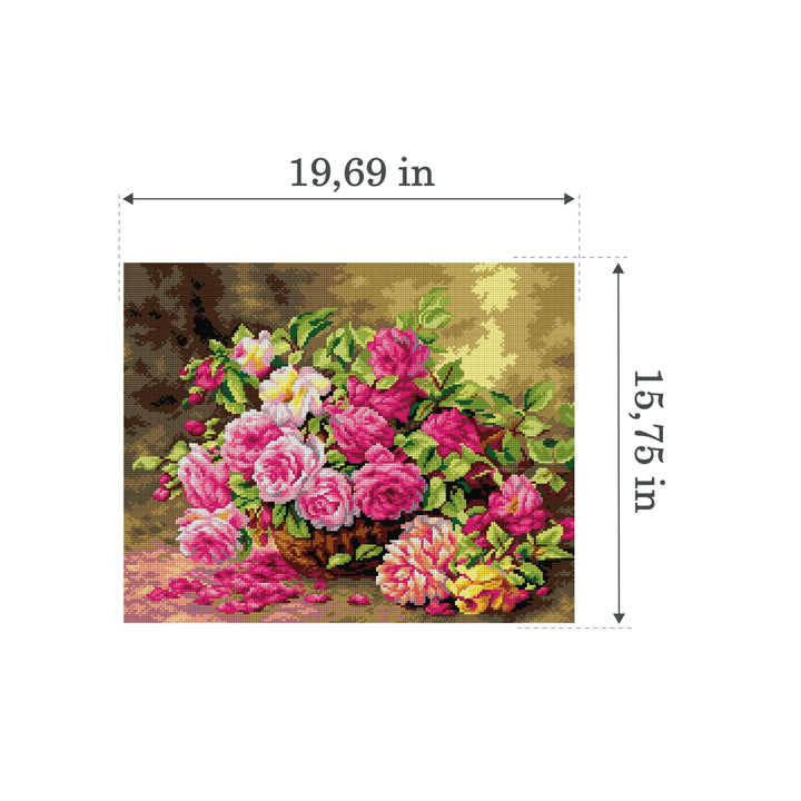 Gobelin canvas for halfstitch without yarn after Albert Tibule Furcy de Lavault - Roses 2703M