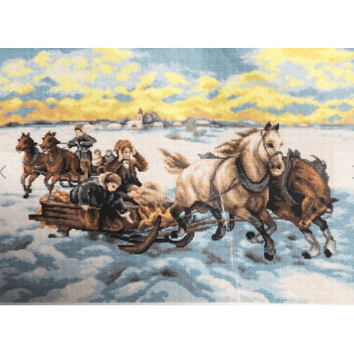 Gobelin canvas for halfstitch without yarn after Alfred Wierusz-Kowalski - Sleigh Ride 2762R