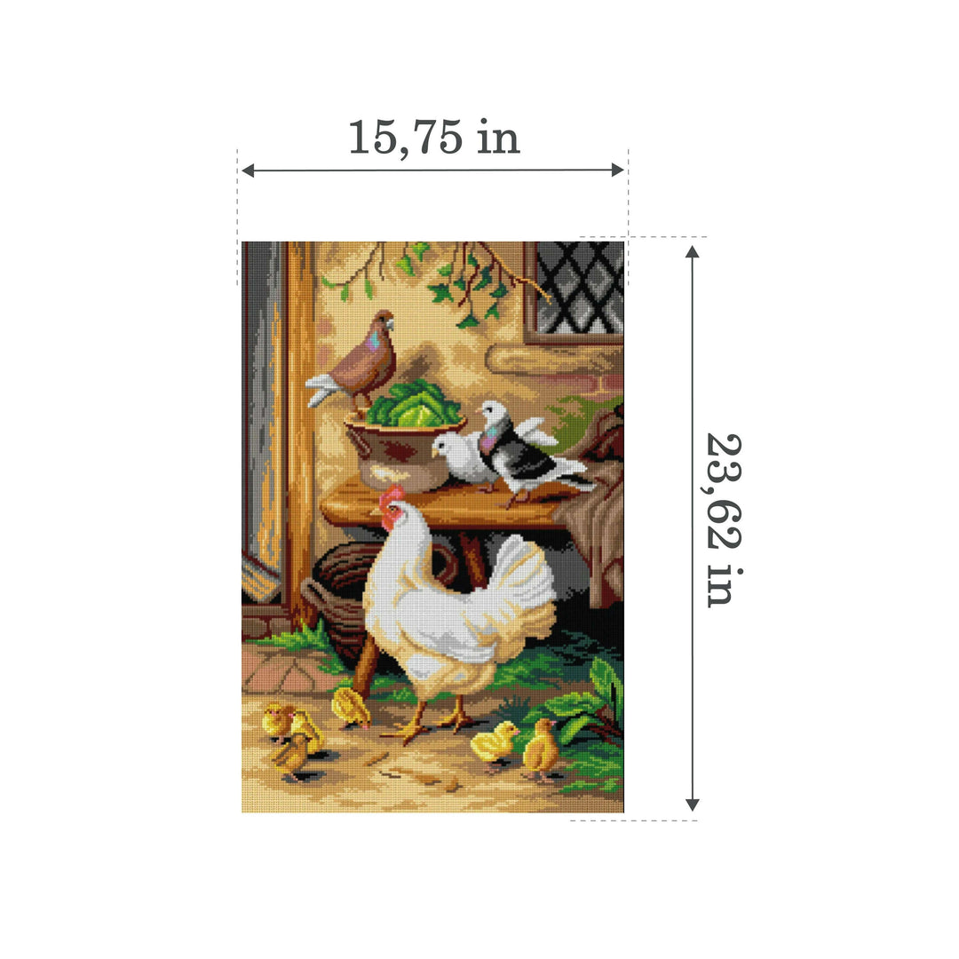 Gobelin canvas for halfstitch without yarn after Edgar Hunt - Waiting to be Fed 3463Q