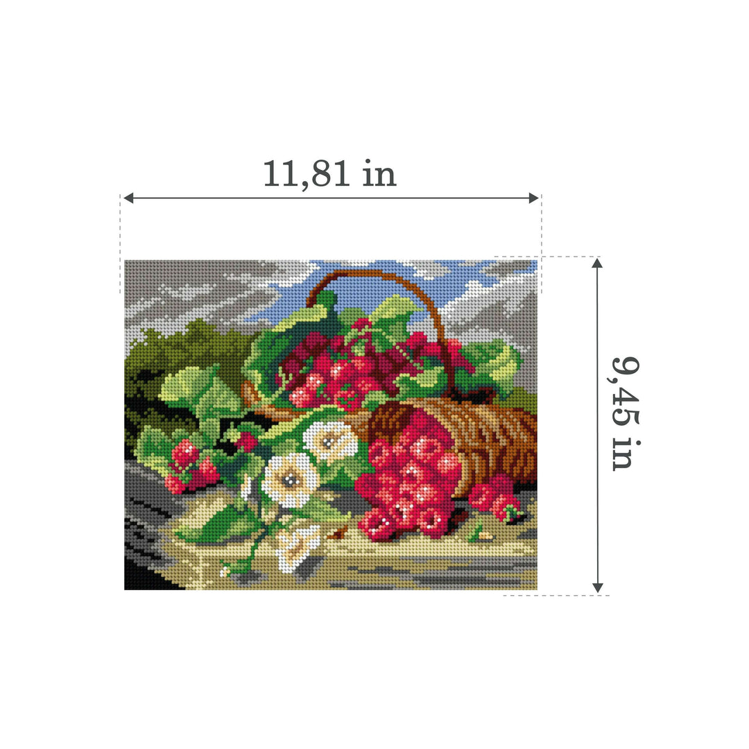 Gobelin canvas for halfstitch without yarn after Eloise Harriet Stannard - Still Life with Raspberries 3503H