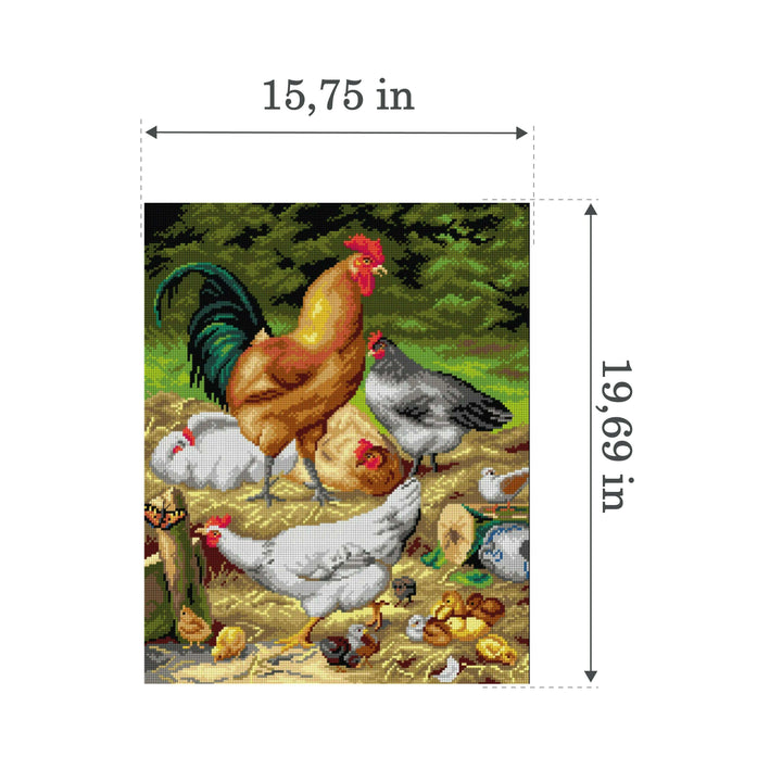 Gobelin canvas for halfstitch without yarn after Eugene Remy Maes - Chickens 3500M