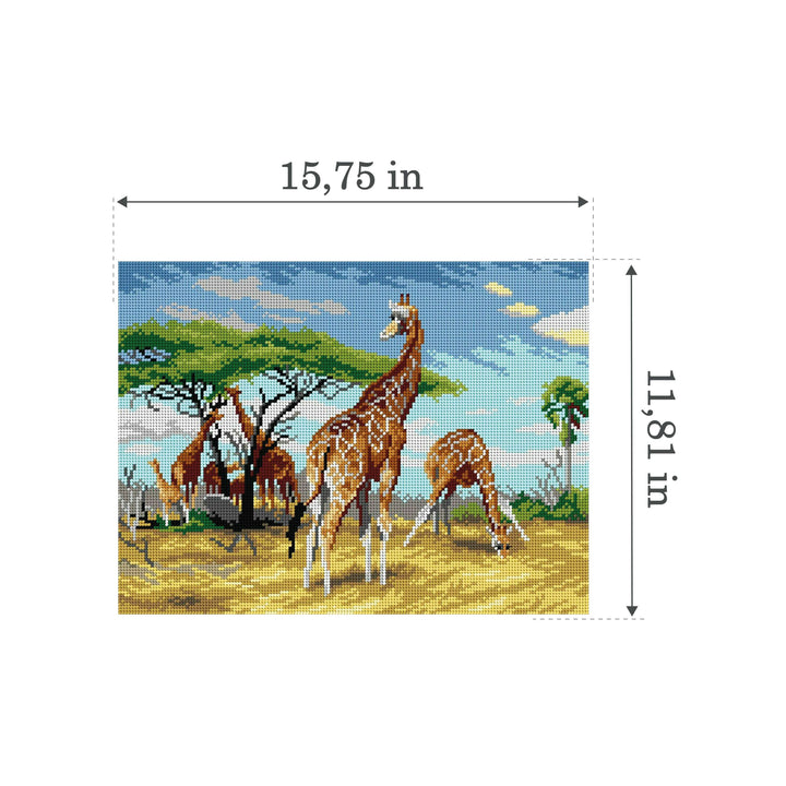Gobelin canvas for halfstitch without yarn after Friedrich Wilhelm Kuhnert - Giraffes (fragment) 3308J