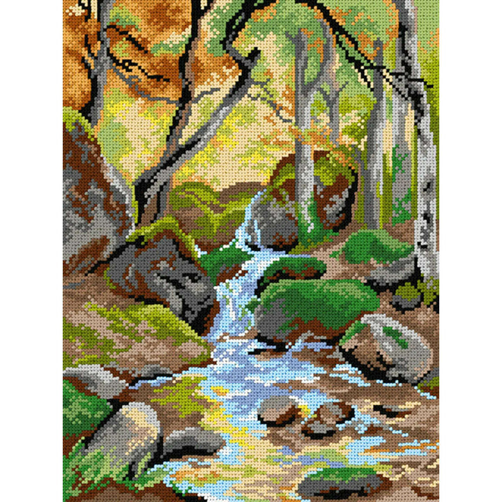 Gobelin canvas for halfstitch without yarn after Heinrich Bohmer - A Stream in Forest 3532J