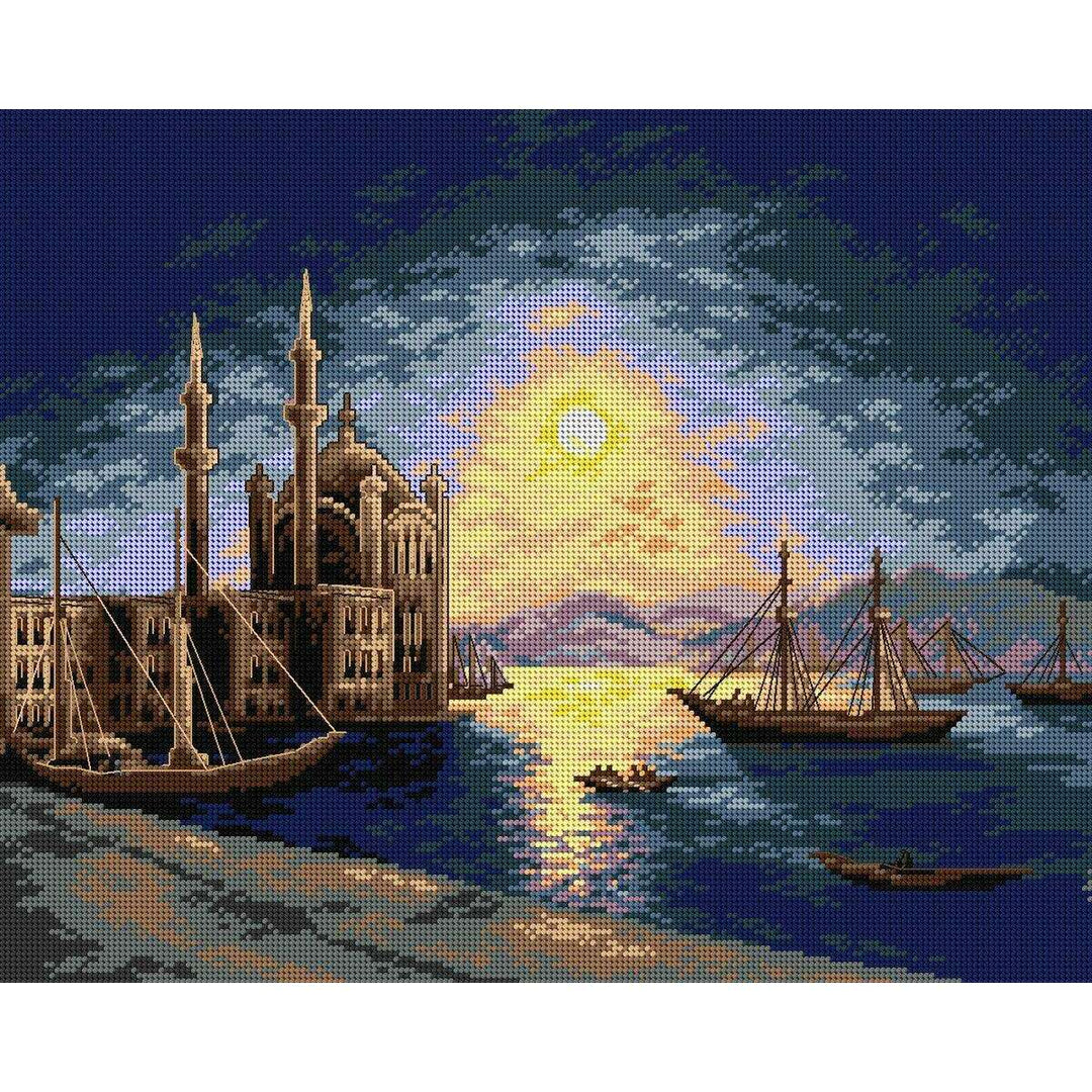 Gobelin canvas for halfstitch without yarn after Ivan Constantinovich Aivazovsky - Lunar Night on the Bosphorus 2663M