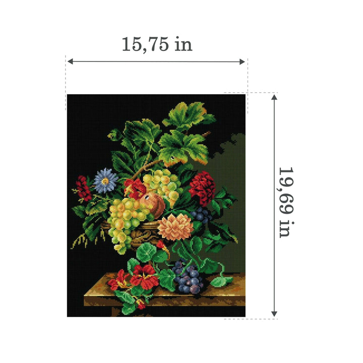 Gobelin canvas for halfstitch without yarn after Jean-Claude Rubellin - Still Life with Flowers