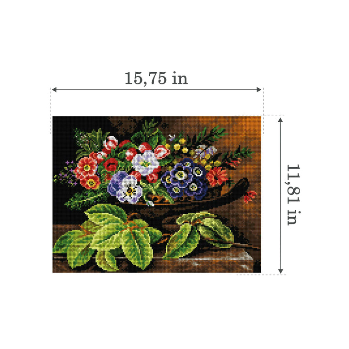 Gobelin canvas for halfstitch without yarn after Johan Laurentz Jensen- Still Life with Flowers 2571J