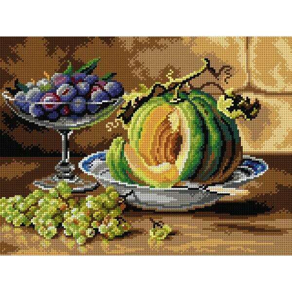 Gobelin canvas for halfstitch without yarn after Louis Letsch - Still Life Pumpkins