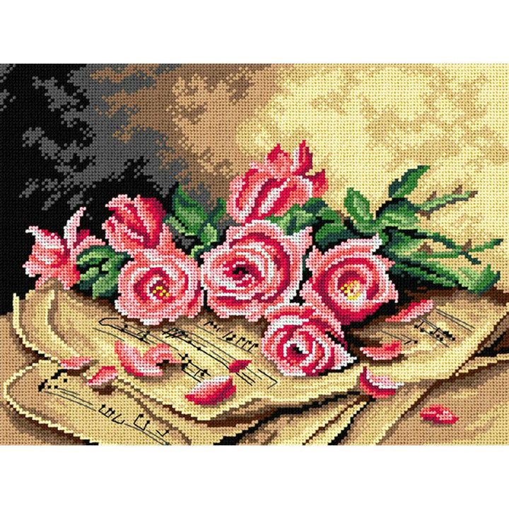 Gobelin canvas for halfstitch without yarn after Madeleine Jeanne Lemaire - Still Life with Roses 3530J