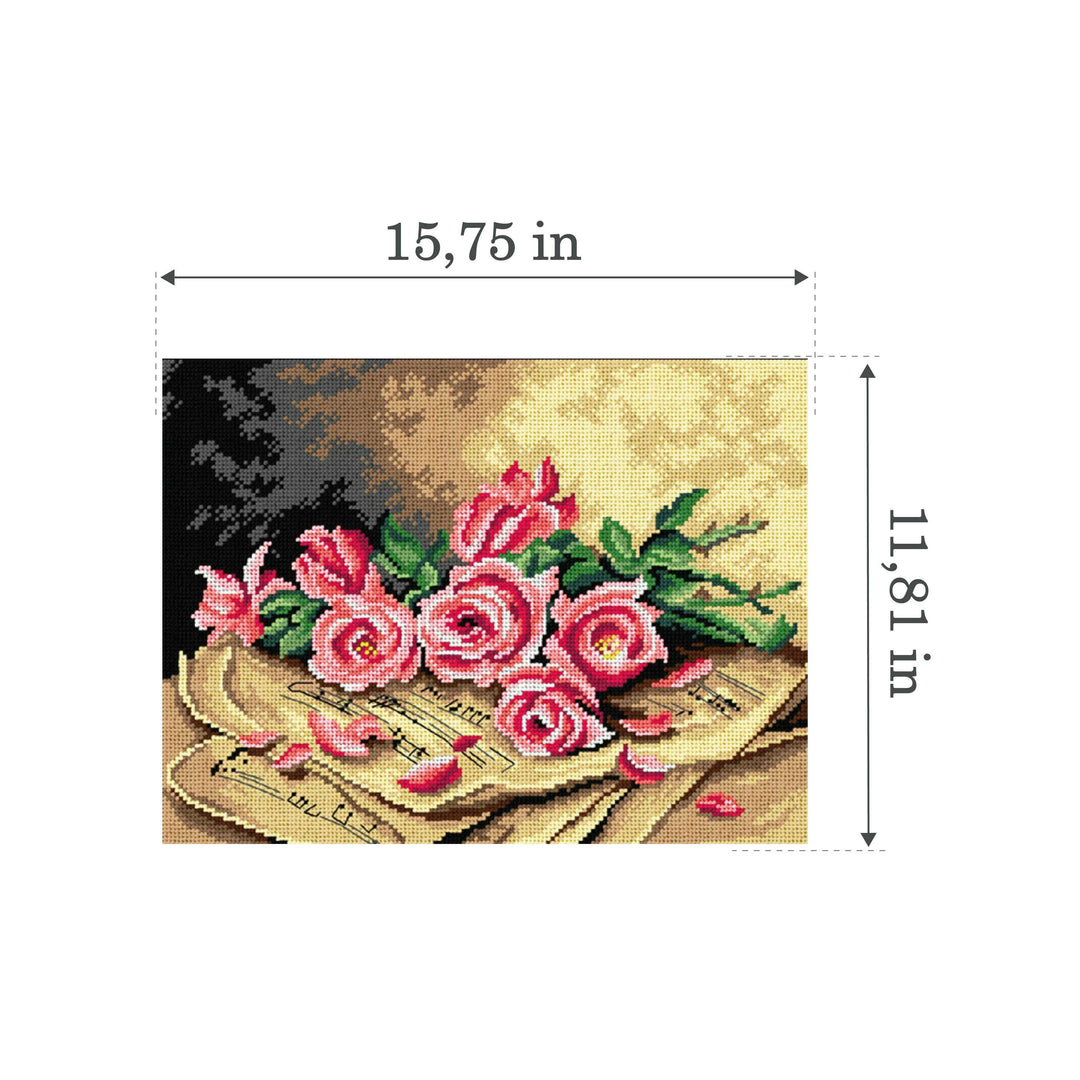Gobelin canvas for halfstitch without yarn after Madeleine Jeanne Lemaire - Still Life with Roses 3530J