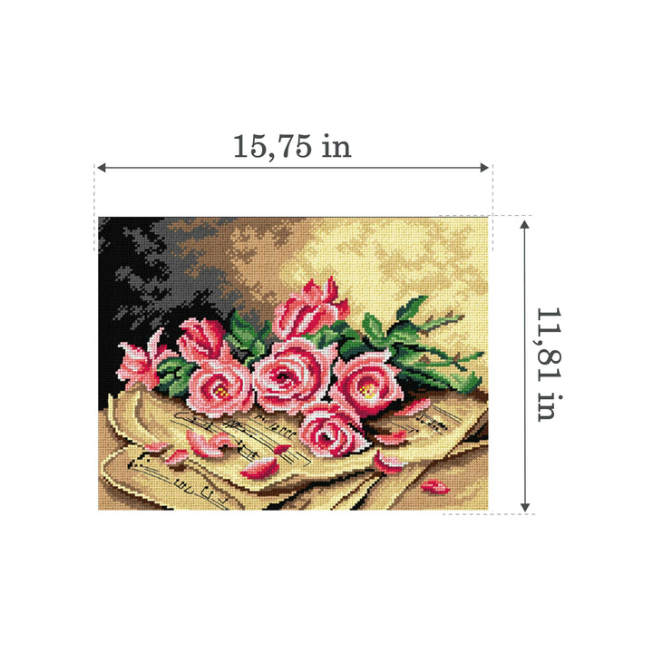 Gobelin canvas for halfstitch without yarn after Madeleine Jeanne Lemaire - Still Life with Roses 3530J