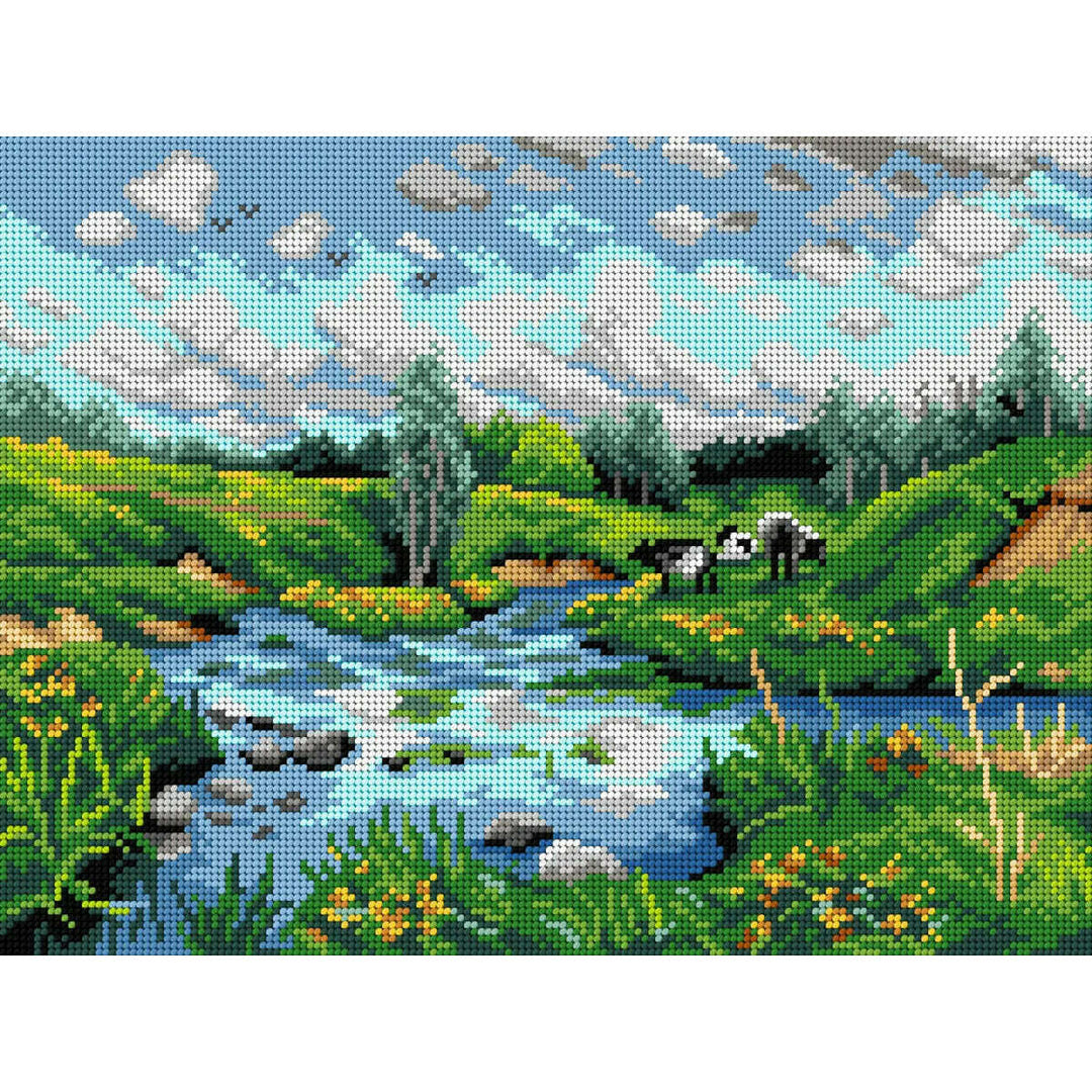 Gobelin canvas for halfstitch without yarn after Peder Mork Monsted - Cows Grazing 3465J
