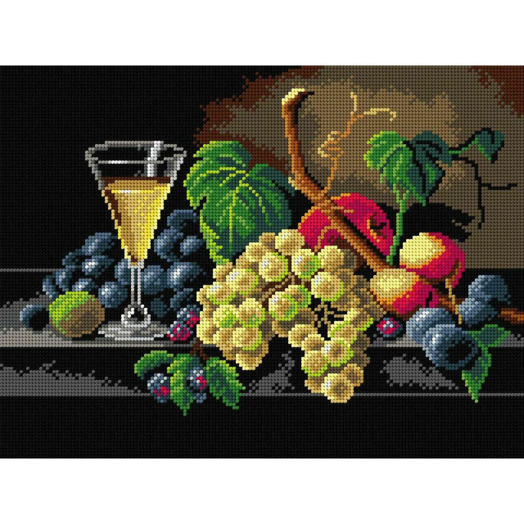 Gobelin canvas for halfstitch without yarn after Severin Roesen - Still Life with Champagne Glass 2961J