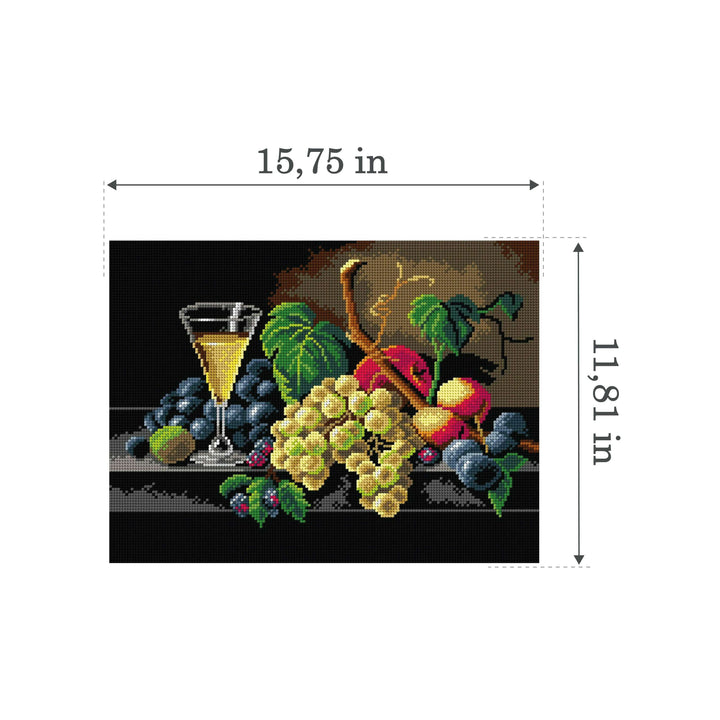 Gobelin canvas for halfstitch without yarn after Severin Roesen - Still Life with Champagne Glass 2961J