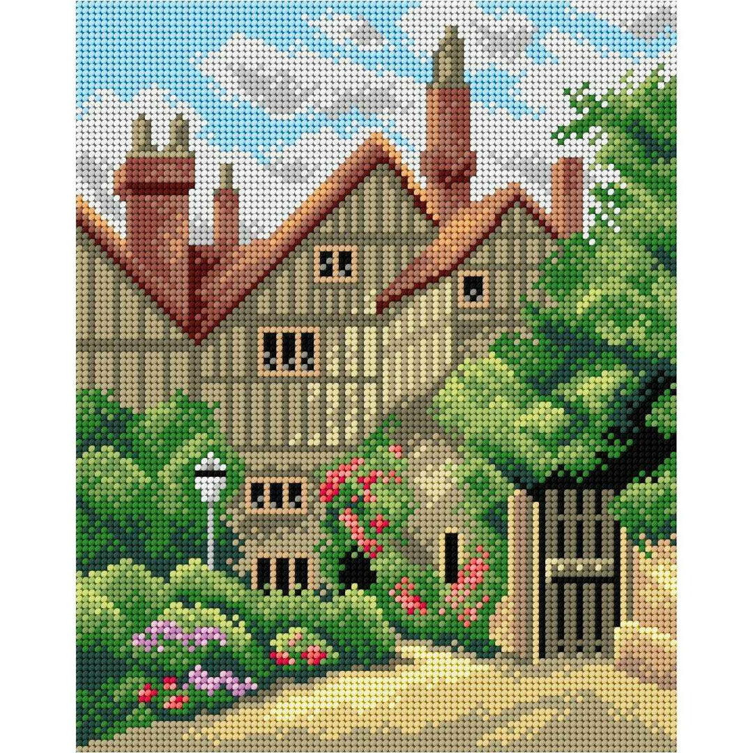 Gobelin canvas for halfstitch without yarn after Thomas Nicholson Tyndale - An Old Manor House and Garden 2855H