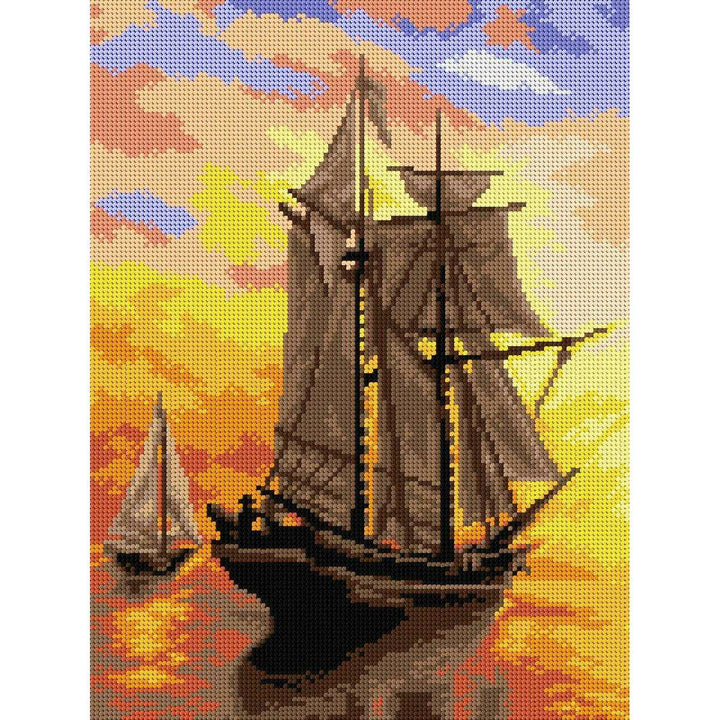 Gobelin canvas for halfstitch without yarn after William Bradford - Sunset in Fundy Bay (fragment) 2849J