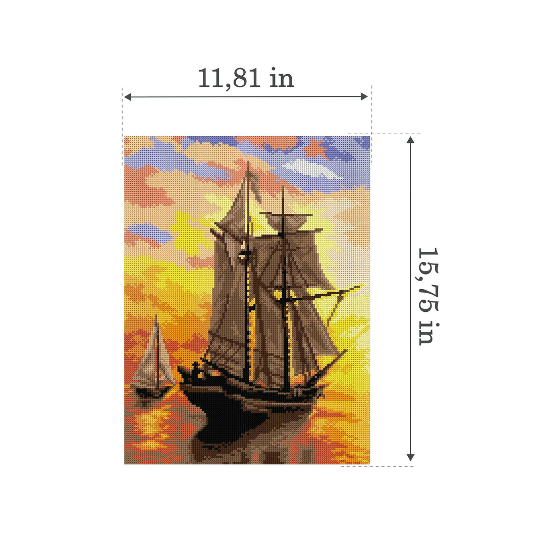 Gobelin canvas for halfstitch without yarn after William Bradford - Sunset in Fundy Bay (fragment) 2849J
