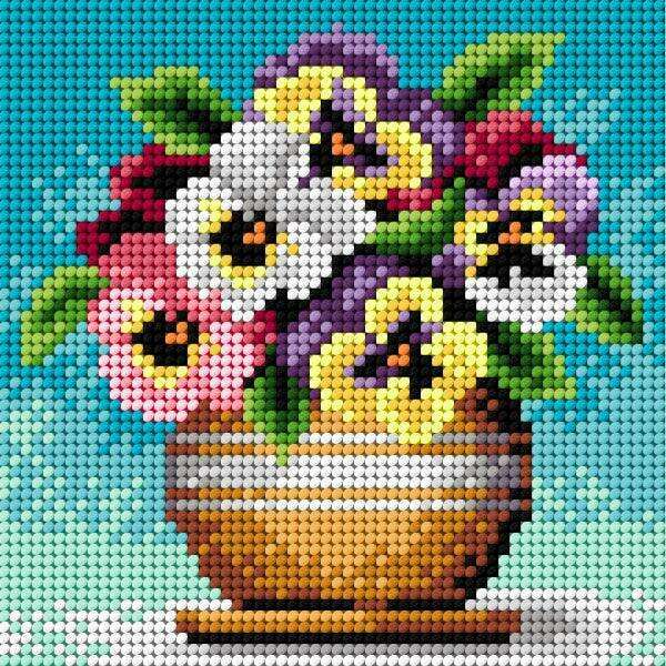 Gobelin canvas for halfstitch without yarn Bouquet of Pansies