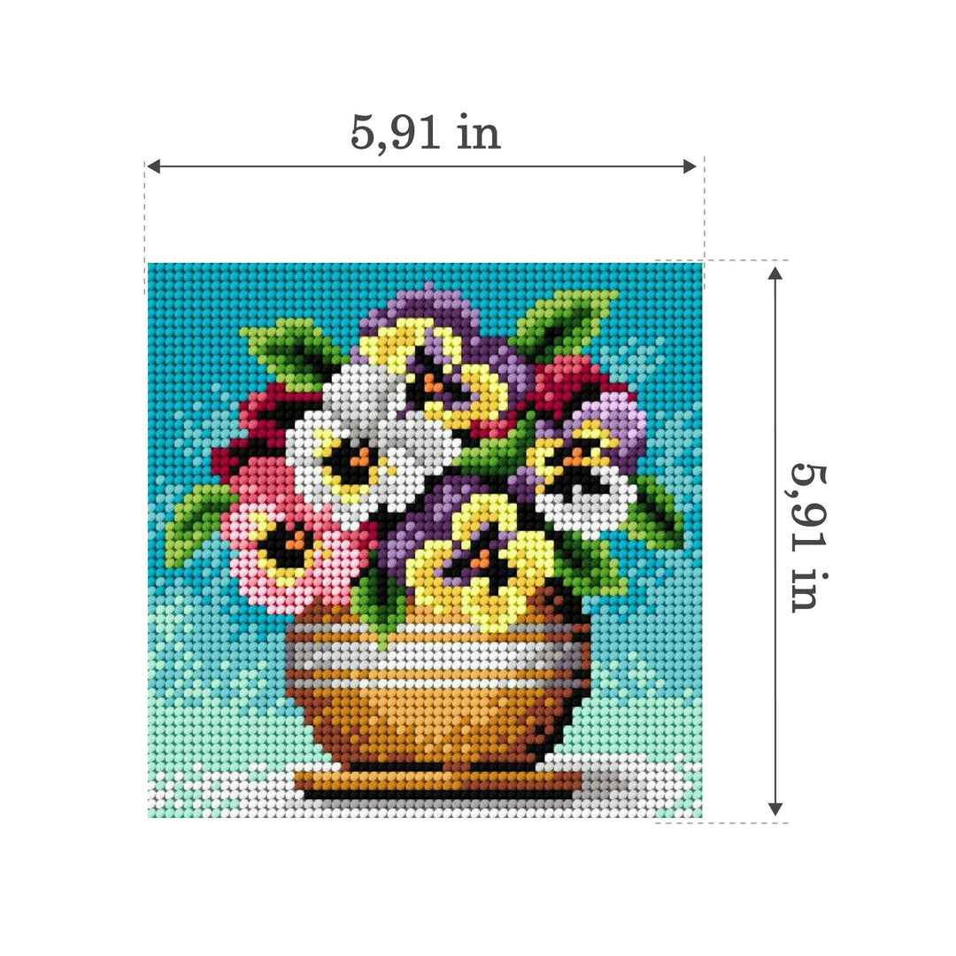 Gobelin canvas for halfstitch without yarn Bouquet of Pansies