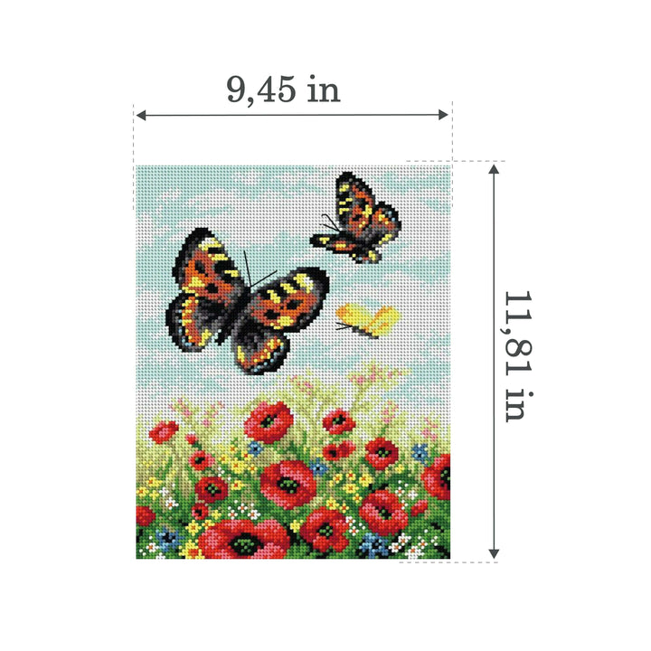 Gobelin canvas for halfstitch without yarn Butterflies on a Meadow