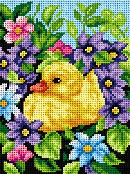 Gobelin canvas for halfstitch without yarn Duckling