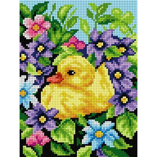Gobelin canvas for halfstitch without yarn Duckling