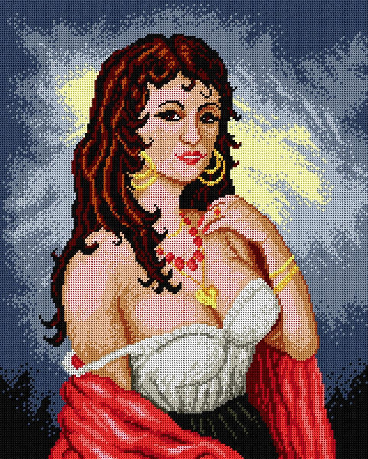 Gobelin canvas for halfstitch without yarn Gipsy Woman 1619M