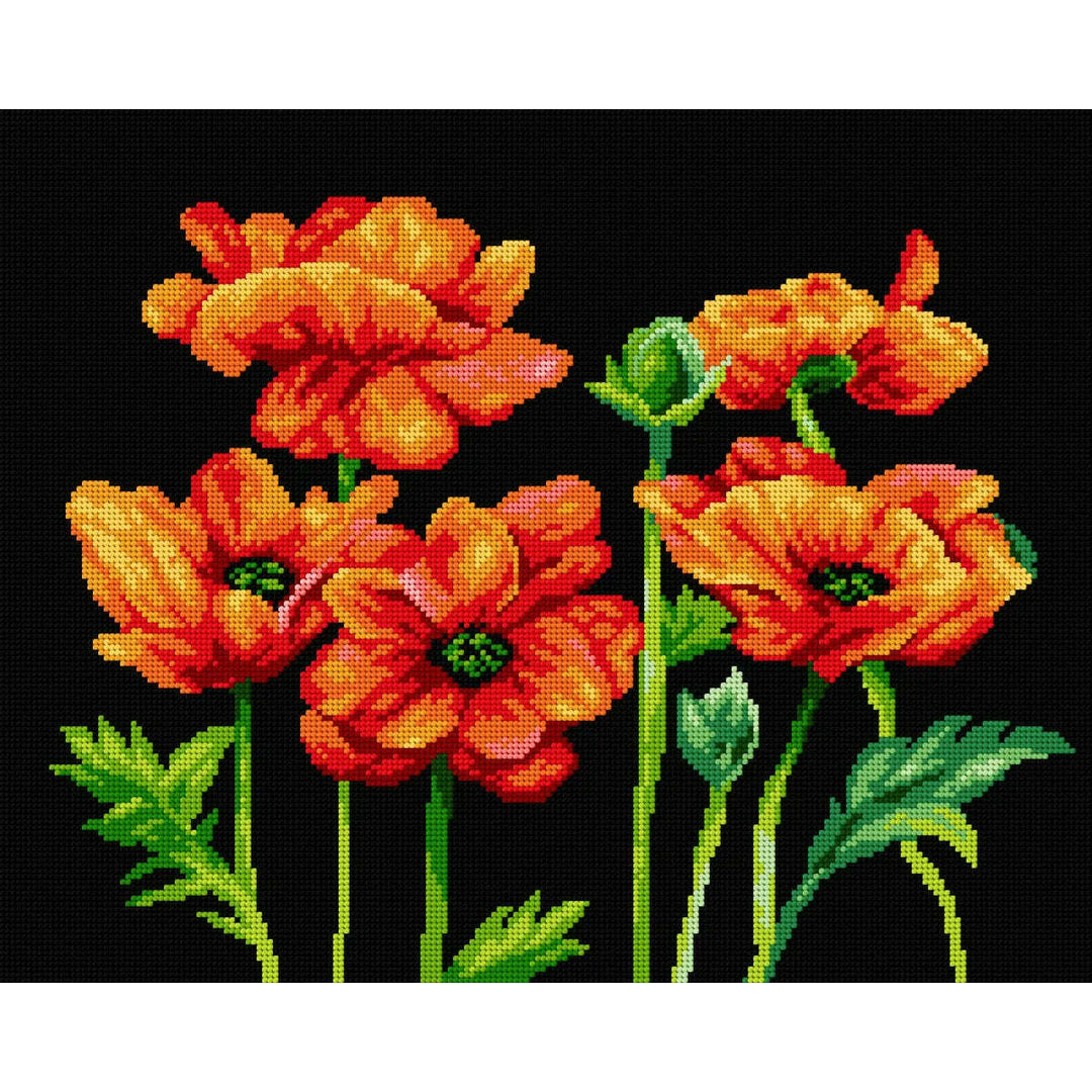 Gobelin canvas for halfstitch without yarn Red Poppies 2952M