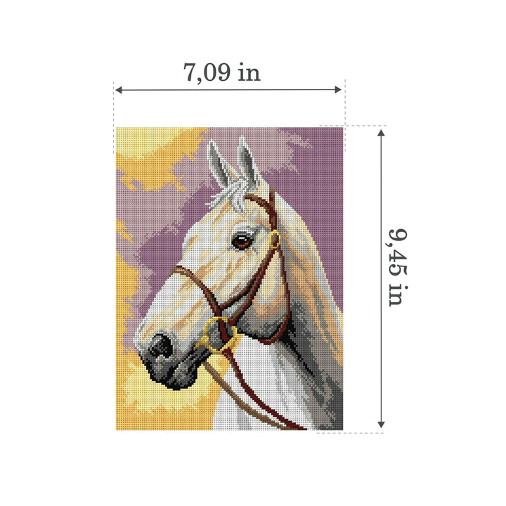 Gobelin canvas for halfstitch without yarn White horse 3373J
