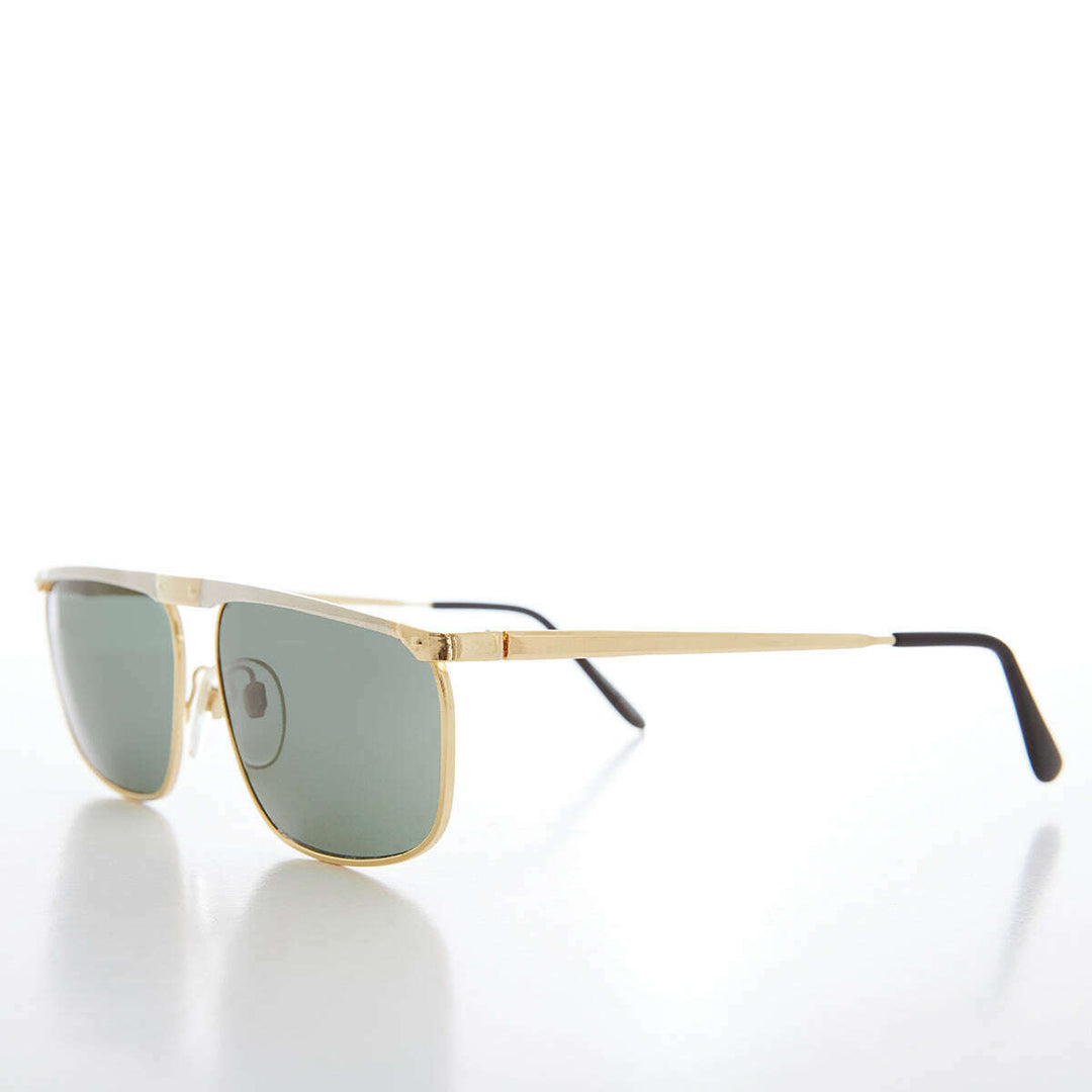 Gold and Silver Flat Top Rectangle Sunglasses - Medford