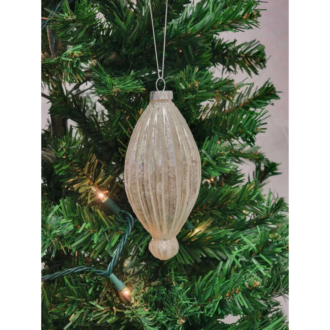 Gold Elongated Teardrop Glass Christmas Ornament F07M7-5-LH76-23191