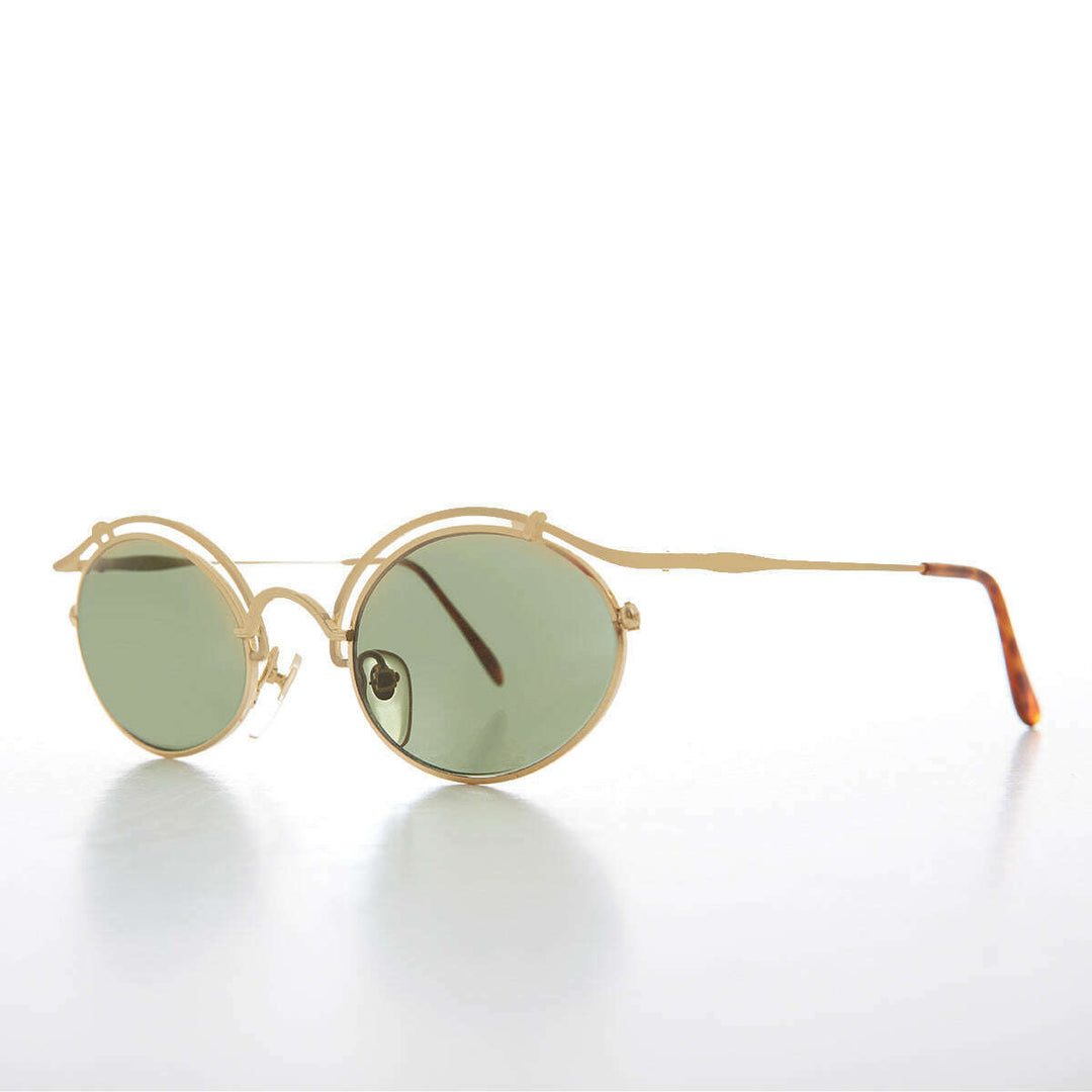 Gold Oval Eyelid Vintage Sunglasses  - Cohen