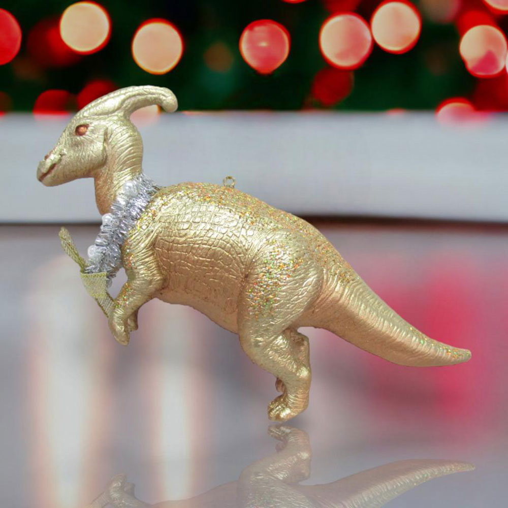 Gold Parasaurolophus Dino Ornament by December Diamonds 