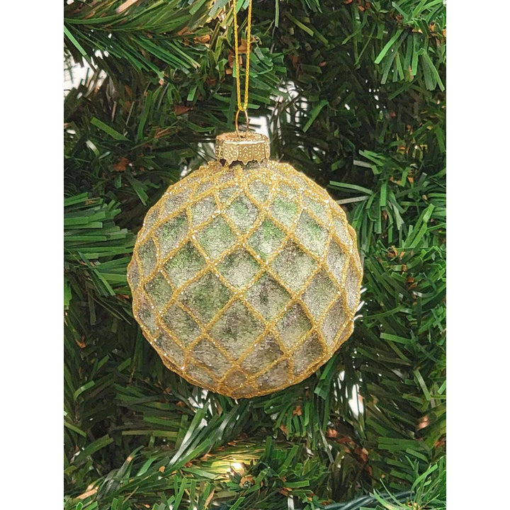 Gold Quilted Ball Glass Christmas Ornament F07M7-12-LH76-23122