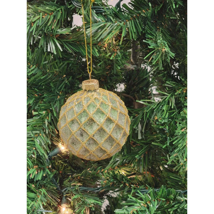Gold Quilted Ball Glass Christmas Ornament F07M7-12-LH76-23122