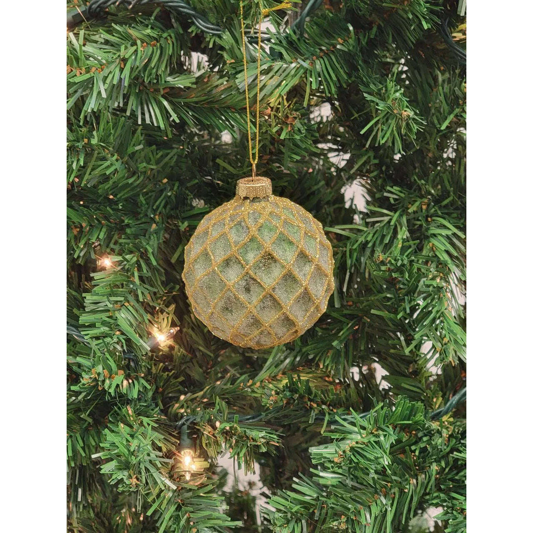 Gold Quilted Ball Glass Christmas Ornament F07M7-12-LH76-23122