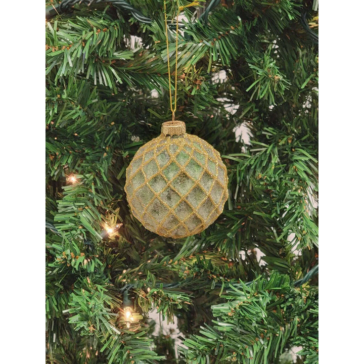 Gold Quilted Ball Glass Christmas Ornament F07M7-12-LH76-23122