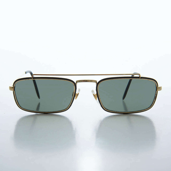 Gold Rectangular Vintage Aviator Sunglasses - Kirby